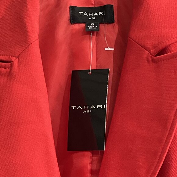 Tahari ASL Blazer Womens 8 Radiant Red Crepe Jacket Structured Office Career - Picture 3 of 11